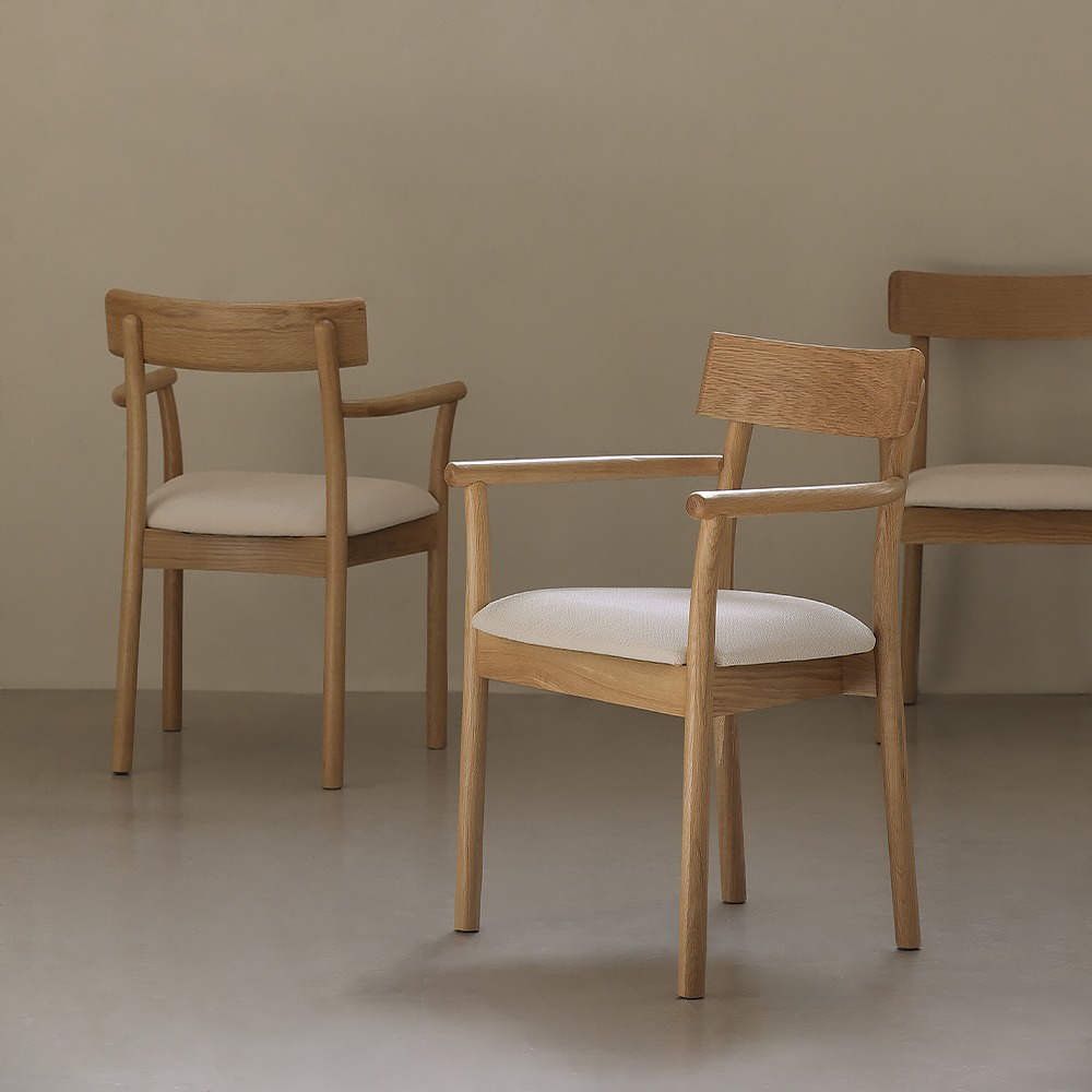 라비에 오크 원목 카페 인테리어 식탁 의자 (암체어/팔걸이형)